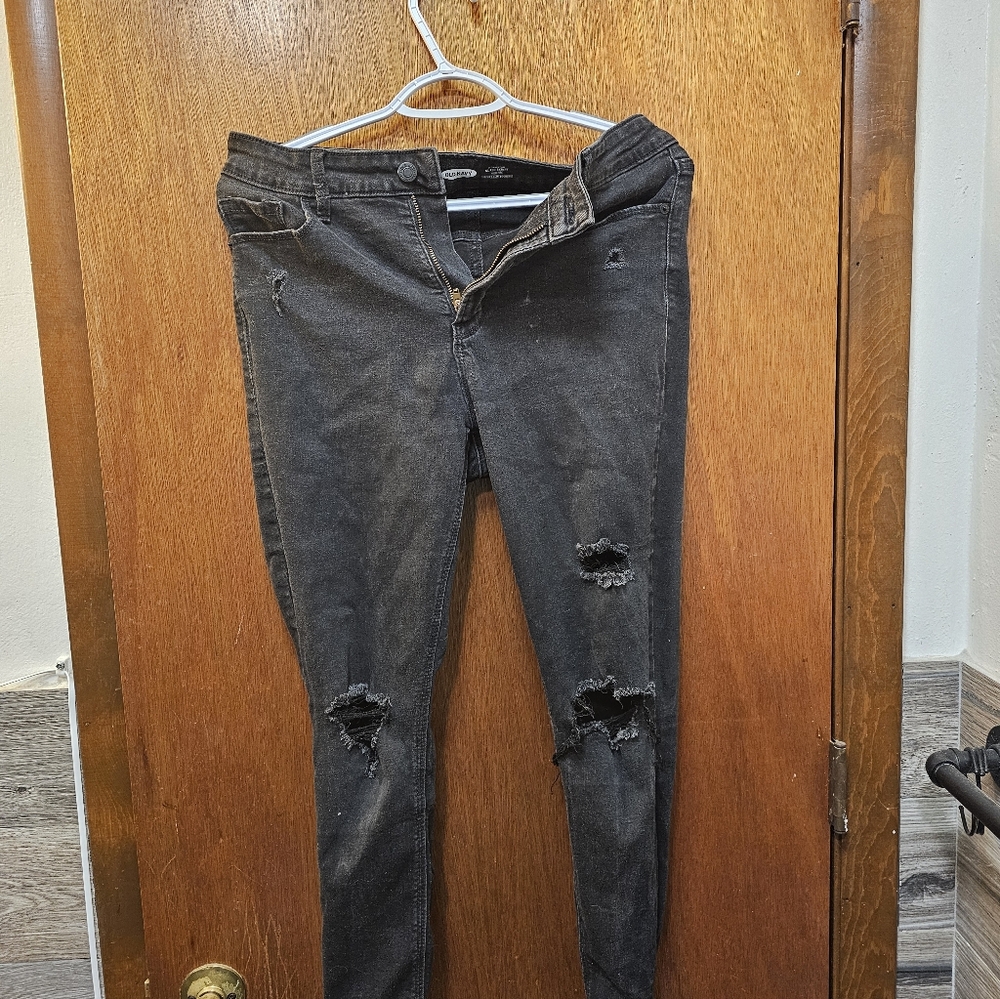 Old Navy Black Distressed Skinny Jeans